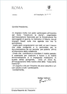 Lettera del sindaco W.Veltroni